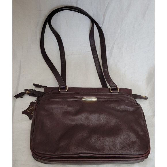 Del Mano Genuine Leather Handbag brown hobo carry strap purse Vintage EUC - Picture 2 of 10